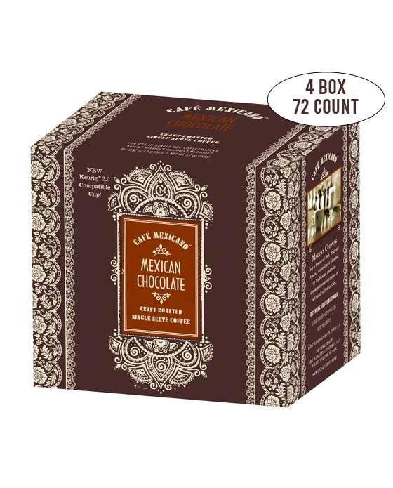 Cafe Mexicano Mexican Chocolate Coffee KCups, 4/18ct (Total 72 Cups)