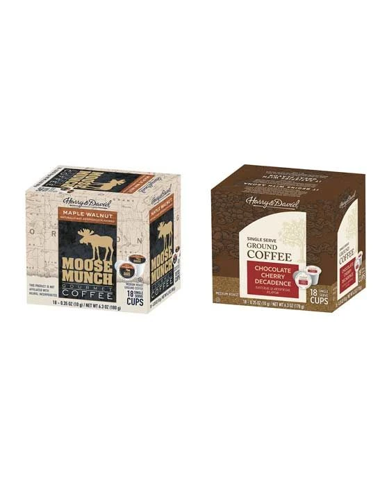Harry & David Coffee Combo, Maple Walnut, Chocolate Cherry Decadence 2/18 Ct Boxes