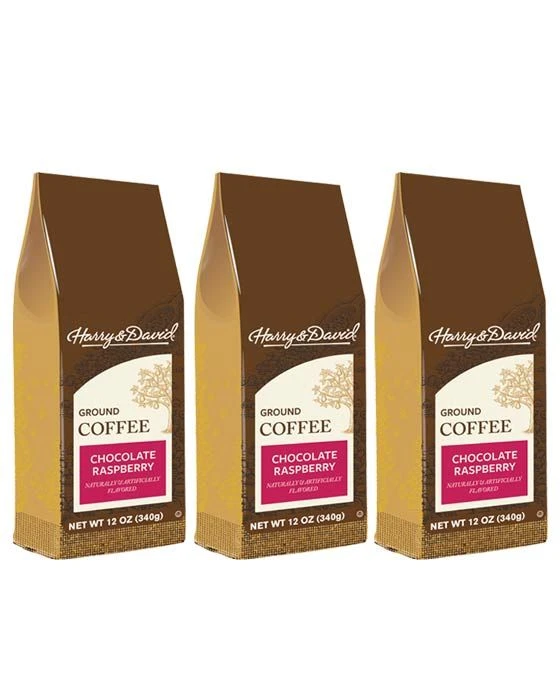 Harry & David Chocolate Raspberry Ground Coffee, 3 Bags (12 Oz Each)