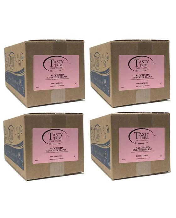 Tasty Trim Saccharin (Pink Sugar Substitute), 4 Boxes (2,000 Packets Ea.)