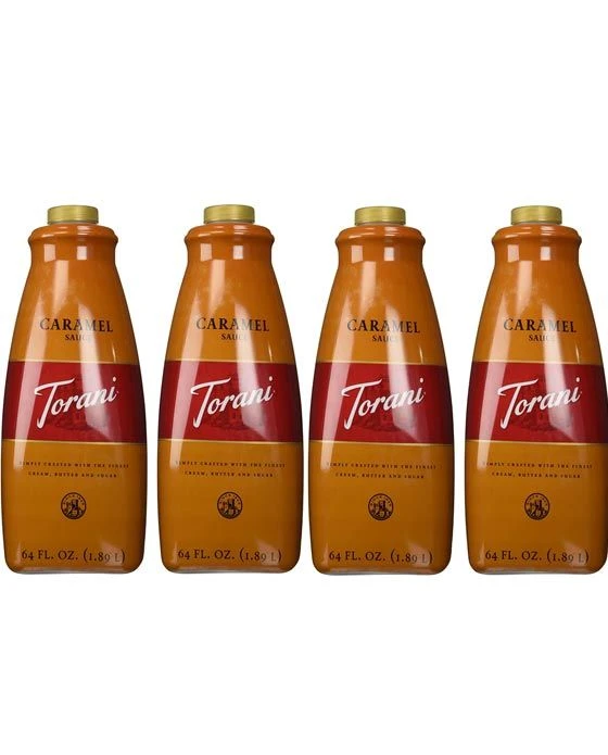 Torani Caramel Sauce, 4 Bottles/64 Oz Ea. Free Pump Included