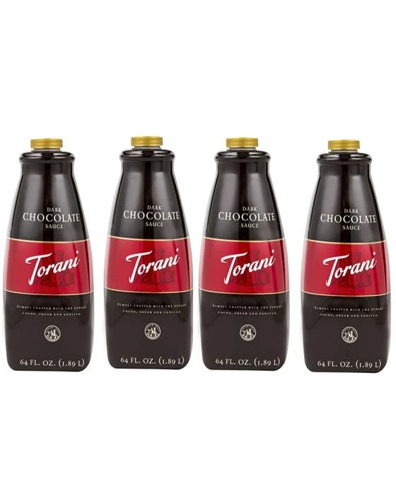 Torani Dark Chocolate Sauce, 4 Bottles/64 Oz Ea. Free Pump Included
