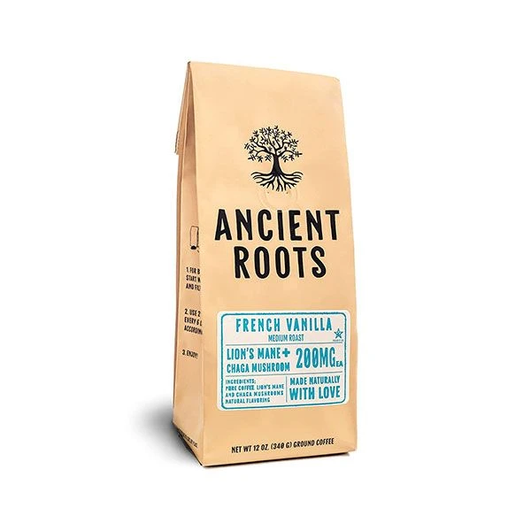 Ancient Roots French Vanilla Flavored Mushroom Coffee By Corim Premium Blends 2/12 Oz Bags - Image 2