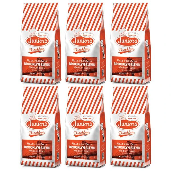Junior's Most Fabulous Brooklyn Blend, Medium Roast Ground Coffee, 6/12 Oz Bags