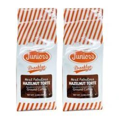 Junior's Most Fabulous Hazelnut Torte, Medium Roast Ground Coffee, 2/12 Oz Bags