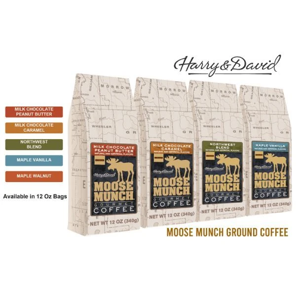 Harry & David Moose Munch Milk Chocolate Peanut Butter Ground Gourmet Coffee 4 Bags - Image 4