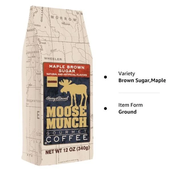 Harry & David Moose Munch Maple Brown Sugar Ground Gourmet Coffee 3 Bags (12 Oz Each) - Image 3