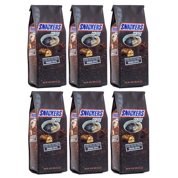 Snickers Caramel, Peanuts, Nougat And Chocolate, Naturally And Artificially Flavored Ground Coffee, 6/10 Oz Bags